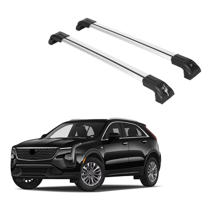 Heavy Duty Roof Rack Crossbars Fit Cadillac XT4 2019-2025 for Flush Rails Silver