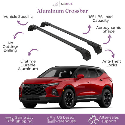 Erkul Roof Rack Crossbars Fit Chevrolet Blazer 2019-2025 Fits Flush Rails Black