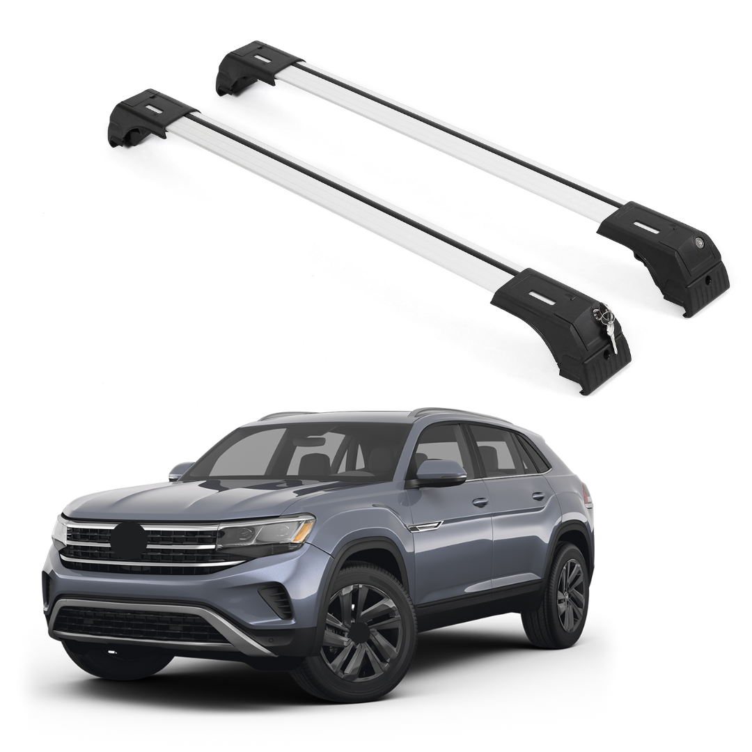 Erkul Roof Rack Crossbars Fit Volkswagen Atlas Cross Sport 20-25 Aluminum Silver