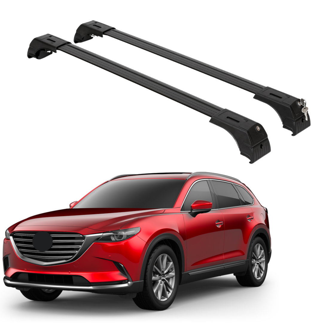 ERKUL Roof Rack Cross Bars for Mazda CX9 CX-9 2016-2023 - Black