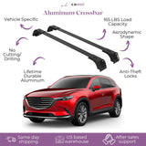 ERKUL Roof Rack Cross Bars for Mazda CX9 CX-9 2016-2023 | Aluminum Crossbars with Anti Theft Lock for Rooftop | Compatible with Flush Rails - Black