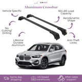 ERKUL Roof Rack Cross Bars for BMW X1 F48 2016-2022 | Compatible with Flush Rails - Black