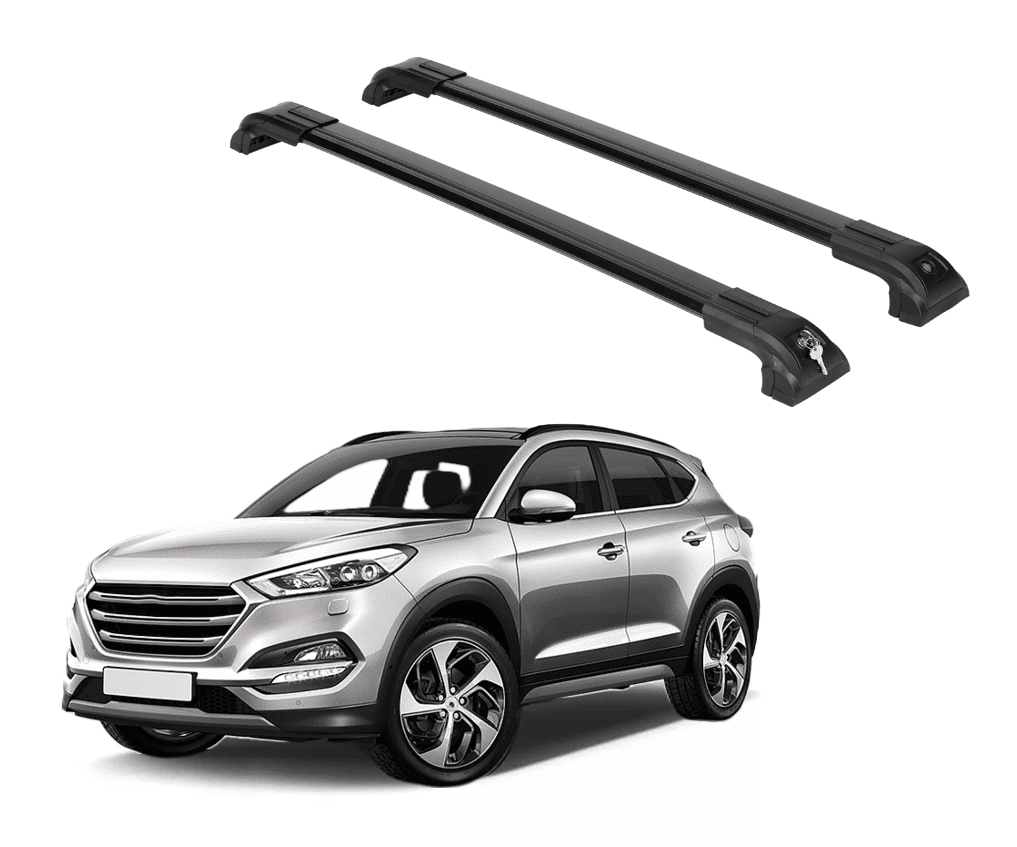 Heavy Duty 220 lbs Roof Rack Cross bars Fits Hyundai Tucson 16-21 With Metal Mounts Black