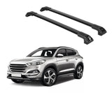 ERKUL Heavy Duty 220lbs Roof Rack Cross Bars for Hyundai Tucson 2016-2021 | Solid Metal Mounts | Aluminum Crossbars with Anti Theft Lock for Rooftop - Compatible with Flush Rails - Black