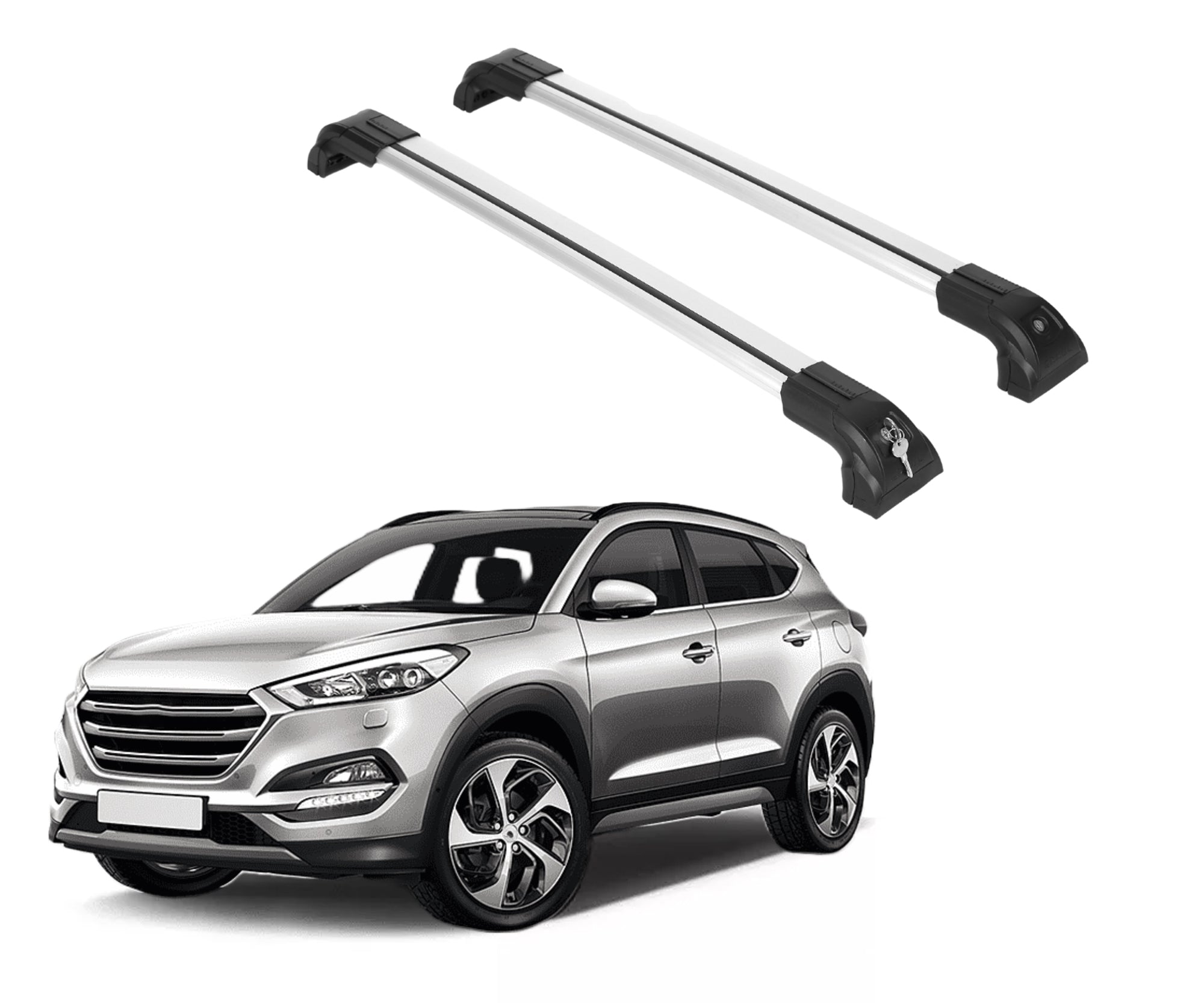 Heavy Duty Roof Rack Cross bars Fits Hyundai Tucson 16-21 for Flush Rails Silver