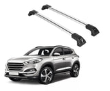 ERKUL Heavy Duty 220lbs Roof Rack Cross Bars for Hyundai Tucson 2016-2021 | Solid Metal Mounts | Aluminum Crossbars with Anti Theft Lock for Rooftop - Compatible with Flush Rails - Silver