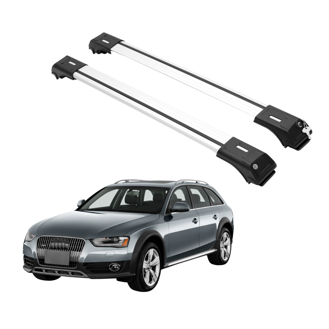 ERKUL Roof Rack Crossbars Fit Audi A4 Allroad 2017-2025 Fits Raised Rails Silver