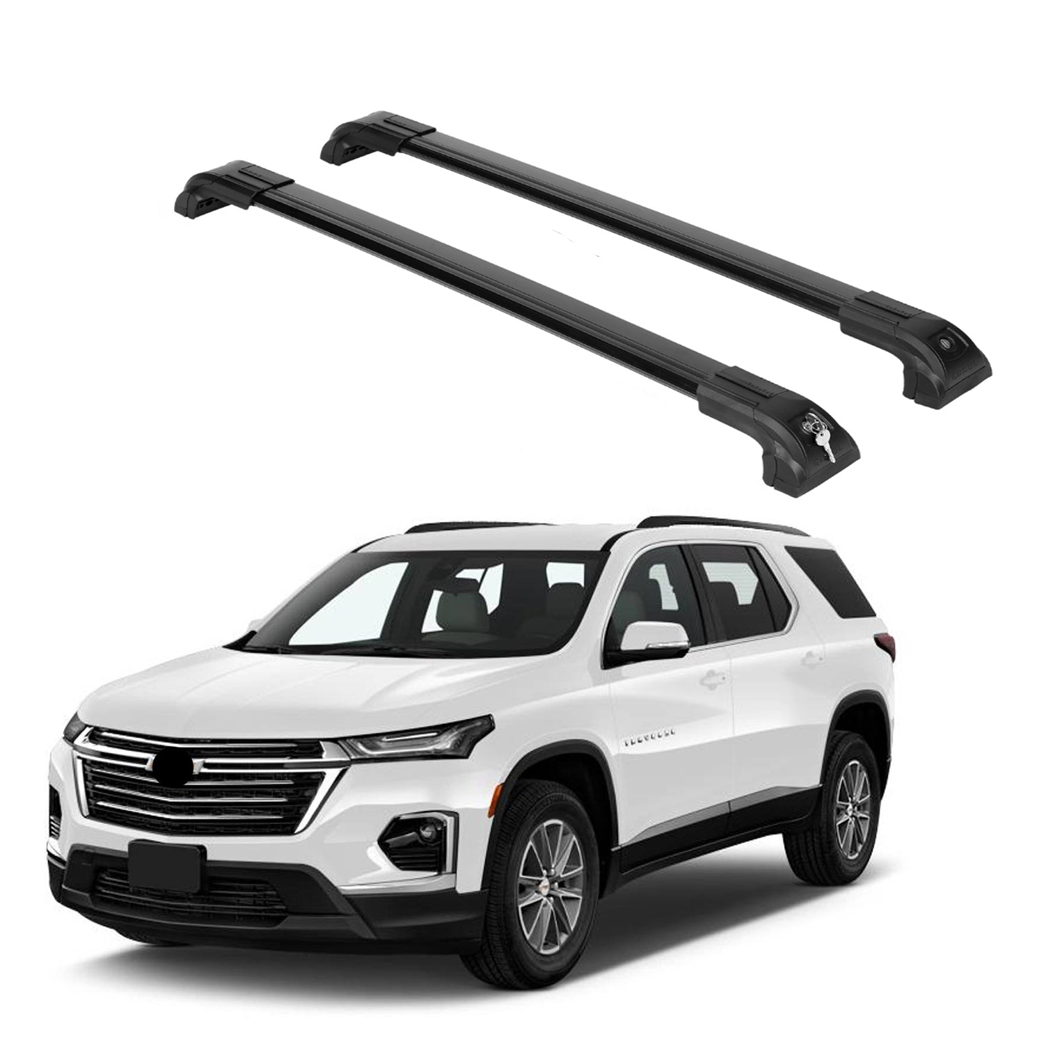 Heavy Duty Roofrack Crossbars Fit Chevy Traverse 2018-2023 for Flush Rails Black