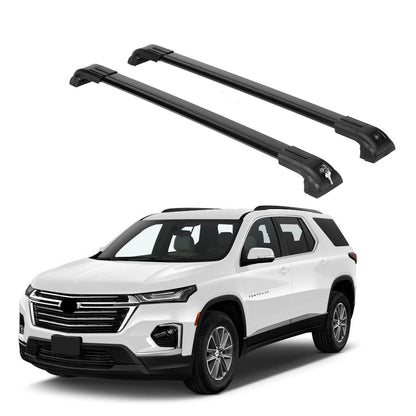 Heavy Duty 220 lbs Roofrack Crossbars Fit Chevy Traverse 2018-2024 With Metal Mounts Black