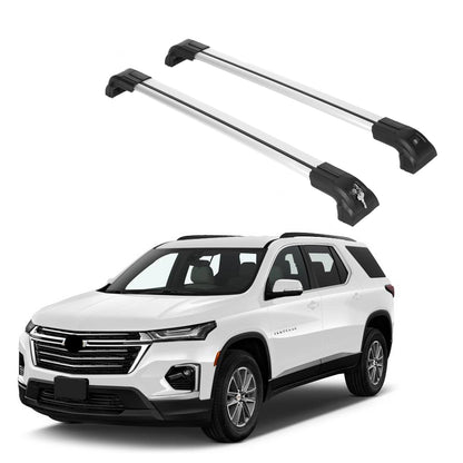 Heavy Duty Roofrack Crossbar Fit Chevy Traverse 2018-2023 for Flush Rails Silver