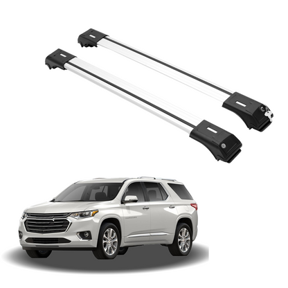 ERKUL Roof Rack Cross Bars for Chevrolet Chevy Traverse 2018-2024 For Raised Rails - Silver