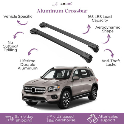 ERKUL Roof Rack Cross Bars Fits Mercedes GLB 2020-2025 Fits Raised Rails Black