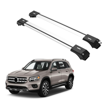 ERKUL Roof Rack Cross Bars Fits Mercedes GLB 2020-2026 Fits Raised Rails Silver