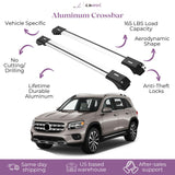 ERKUL Roof Rack Cross Bars for Mercedes Benz GLB 2020-2024 | Aluminum Crossbars with Anti Theft Lock for Rooftop | Compatible with Raised Rails - Silver