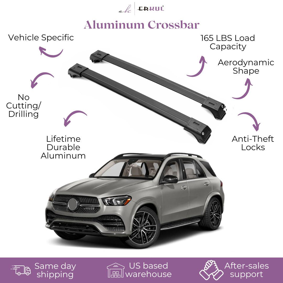 2 Piece Lockable Roof Rack Cross Bars For Mercedes GLE V167 2019-2025 | Black