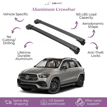 2 Piece Lockable Roof Rack Cross Bars For Mercedes GLE V167 2019-2025 | Black