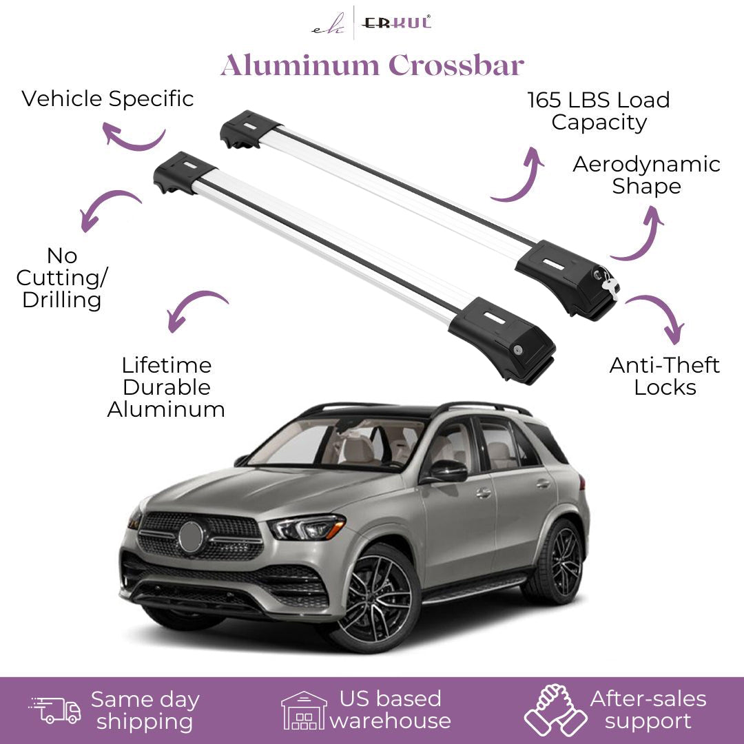 2 Piece Lockable Roof Rack Cross Bars For Mercedes GLE V167 2019-2025 | Silver