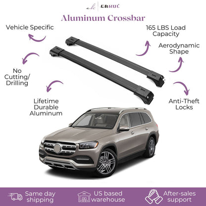 ERKUL Roof Rack Cross Bar Fit Mercedes GLS 450 2017-2019 Fits Raised Rails Black