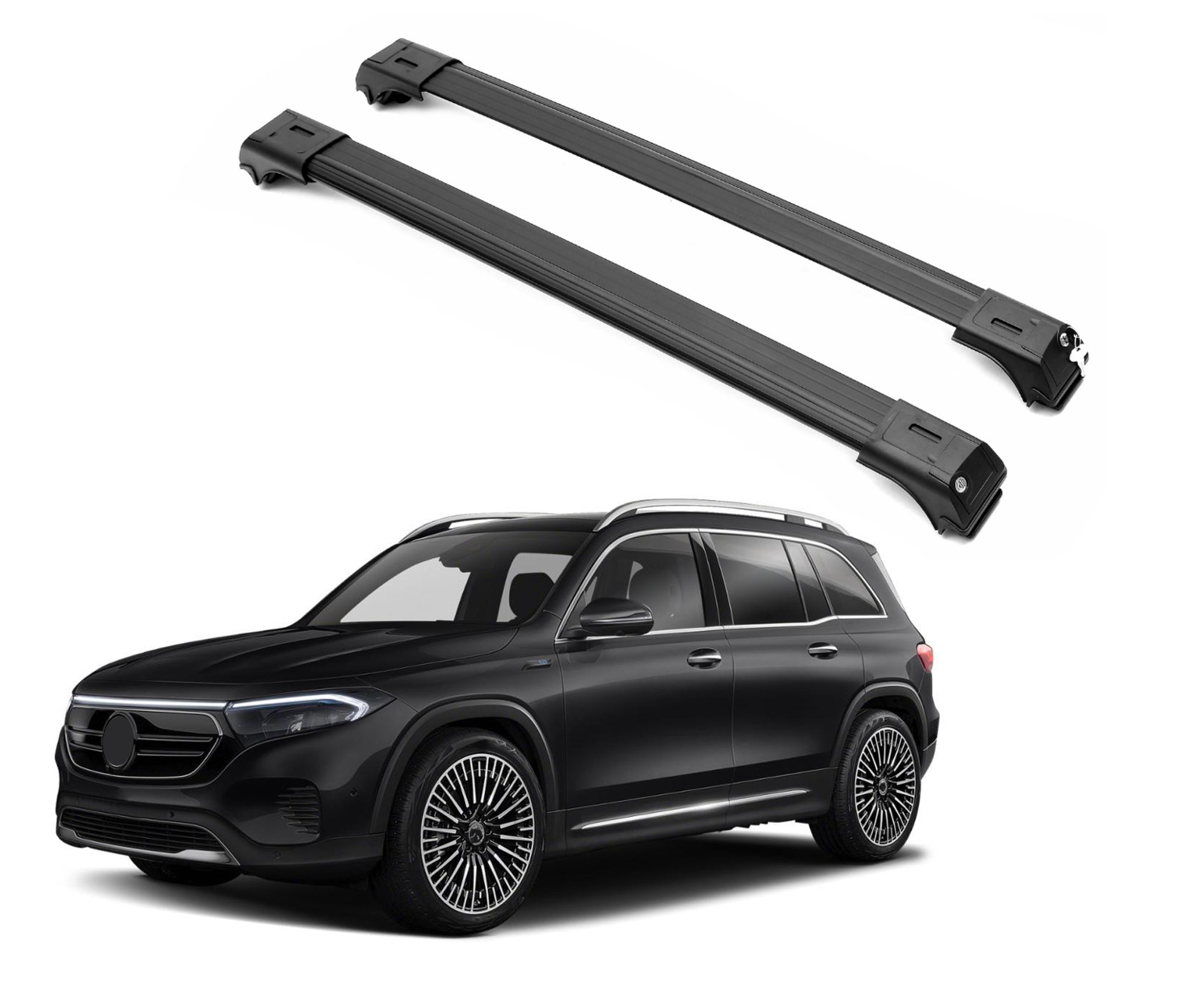 ERKUL Roof Rack Cross Bar Fit Mercedes EQB 300 2022-2025 Fits Raised Rails Black