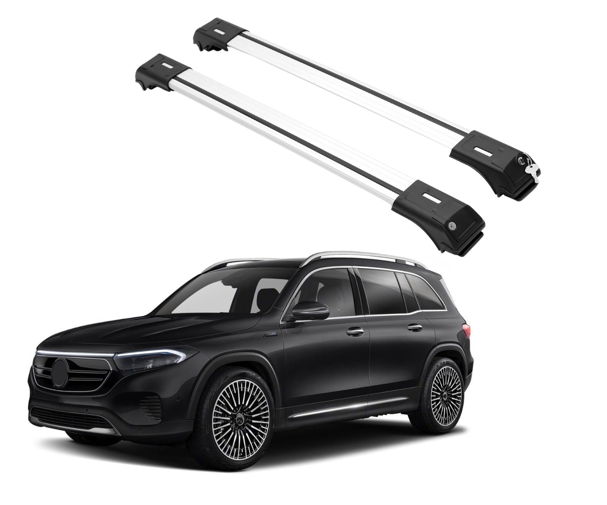 ERKUL Roof Rack Crossbar Fit Mercedes EQB 300 2022-2025 Fits Raised Rails Silver