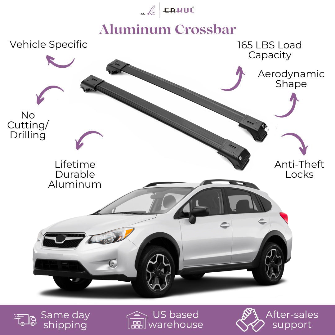 ERKUL Roof Rack Cross Bar Fit Subaru Crosstrek 2018-2023 Fits Raised Rails Black