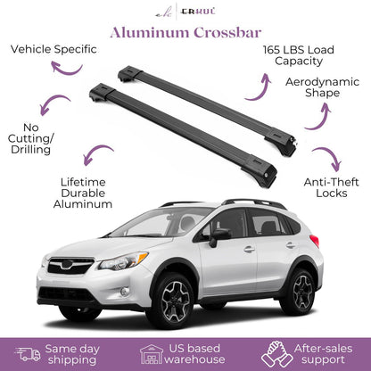 ERKUL Roof Rack Cross Bars for Subaru Crosstrek 2018-2023 For Raised Rails - Black