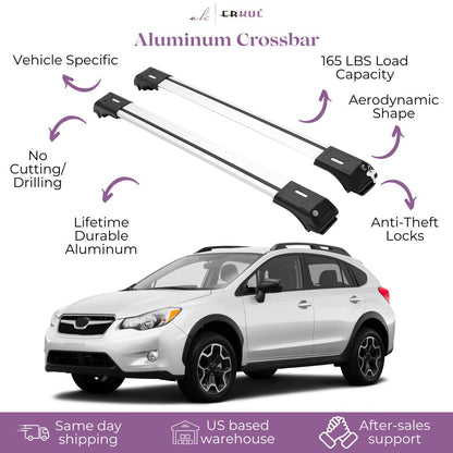 ERKUL Roof Rack Crossbar Fit Subaru Crosstrek 2018-2023 Fits Raised Rails Silver