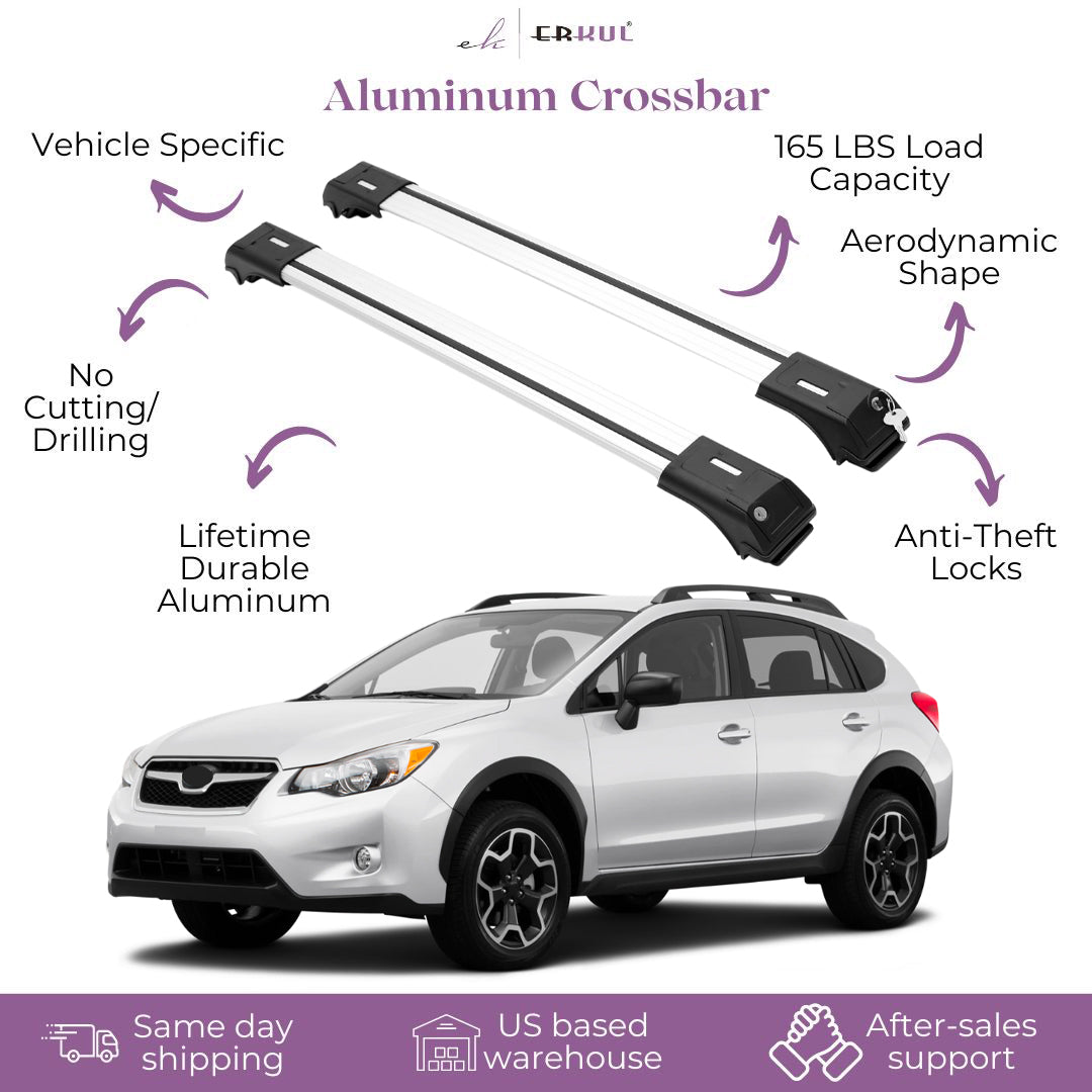 ERKUL Roof Rack Cross Bars for Subaru Crosstrek 2018-2023 For Raised Rails - Silver