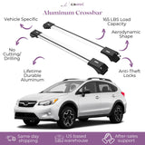 ERKUL Roof Rack Cross Bars for Subaru Crosstrek 2018-2023 | Aluminum Crossbars with Anti Theft Lock for Rooftop | Compatible with Raised Rails - Silver