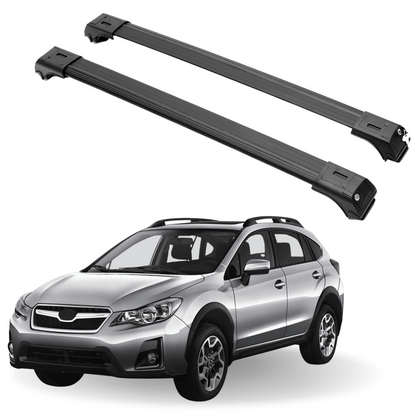 2 Piece Lockable Roof Rack Cross Bars For Subaru XV Crosstrek 2013-2026 - Black