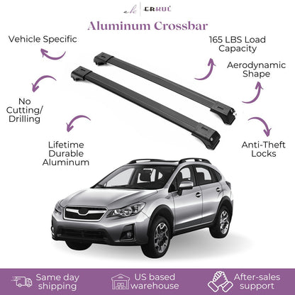 ERKUL Roofrack Cross Bar Fit Subaru XV Crosstrek 13-2023 Fits Raised Rails Black