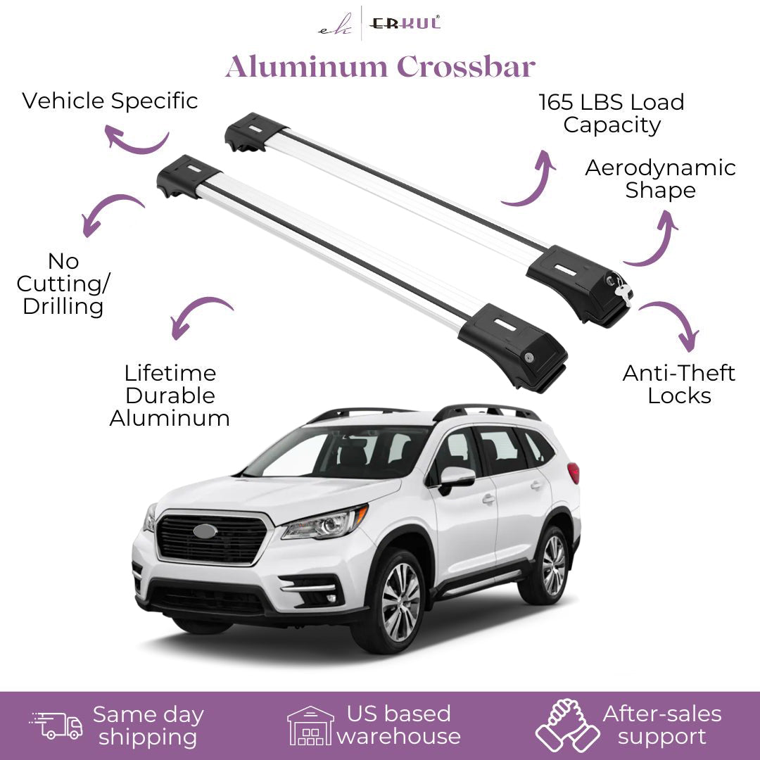 ERKUL Roof Rack Cross Bars Fits Subaru Ascent 2019-2025 Fits Raised Rails Silver