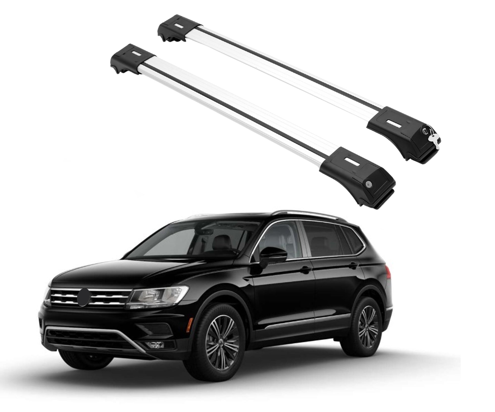 ERKUL Roof Rack Cross Bars for VW Volkswagen Tiguan 2018-2024 For Raised Rails - Silver