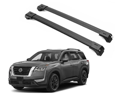 ERKUL Roof Rack Cross Bar Fit Nissan Pathfinder 2022-2026 Fits Raised Rails Black
