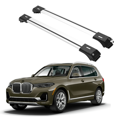 ERKUL Roof Rack Cross Bars Fits BMW X7 2019-2026 Fits Raised Rails Silver