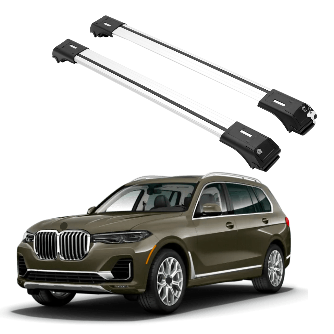 ERKUL Roof Rack Cross Bars Fits BMW X7 2019-2025 Fits Raised Rails Silver