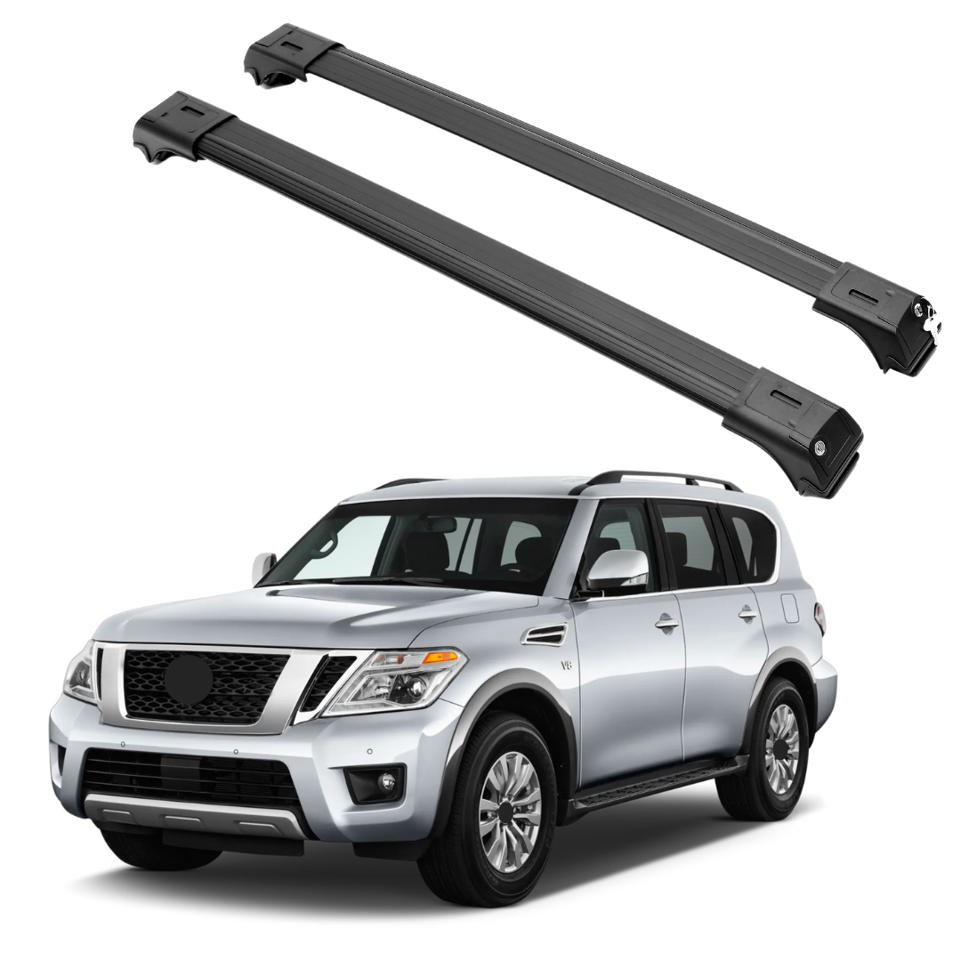 ERKUL Roof Rack Cross Bars Fits Nissan Armada 2017-2025 Fits Raised Rails Black