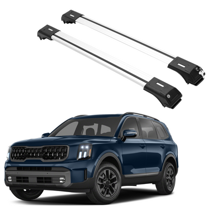 ERKUL Roof Rack Cross Bars Fit Kia Telluride 2020-2025 Fits Raised Rails Silver