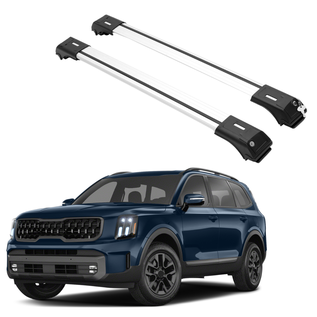 ERKUL Roof Rack Cross Bars Fit Kia Telluride 2019-2025 Fits Raised Rails Silver