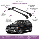 ERKUL Roof Rack Cross Bars for Mercedes Benz GLC Class 2016-2022 | Aluminum Crossbars with Anti Theft Lock for Rooftop | Compatible with Flush Rails - Black