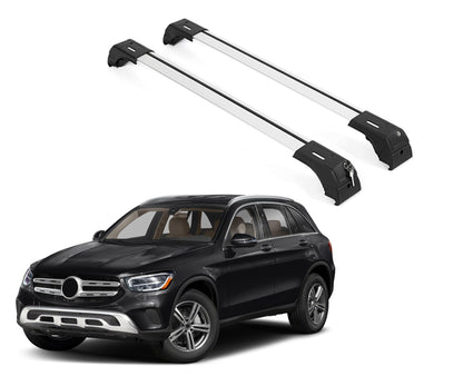 ERKUL Roof Rack Cross Bars Fits Mercedes GLC 300 16-22 Aluminum Lockable Silver