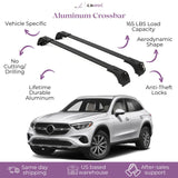 ERKUL Roof Rack Cross Bars for Mercedes Benz GLC Class 2023-2024 | Aluminum Crossbars with Anti Theft Lock for Rooftop | Compatible with Flush Rails - Black