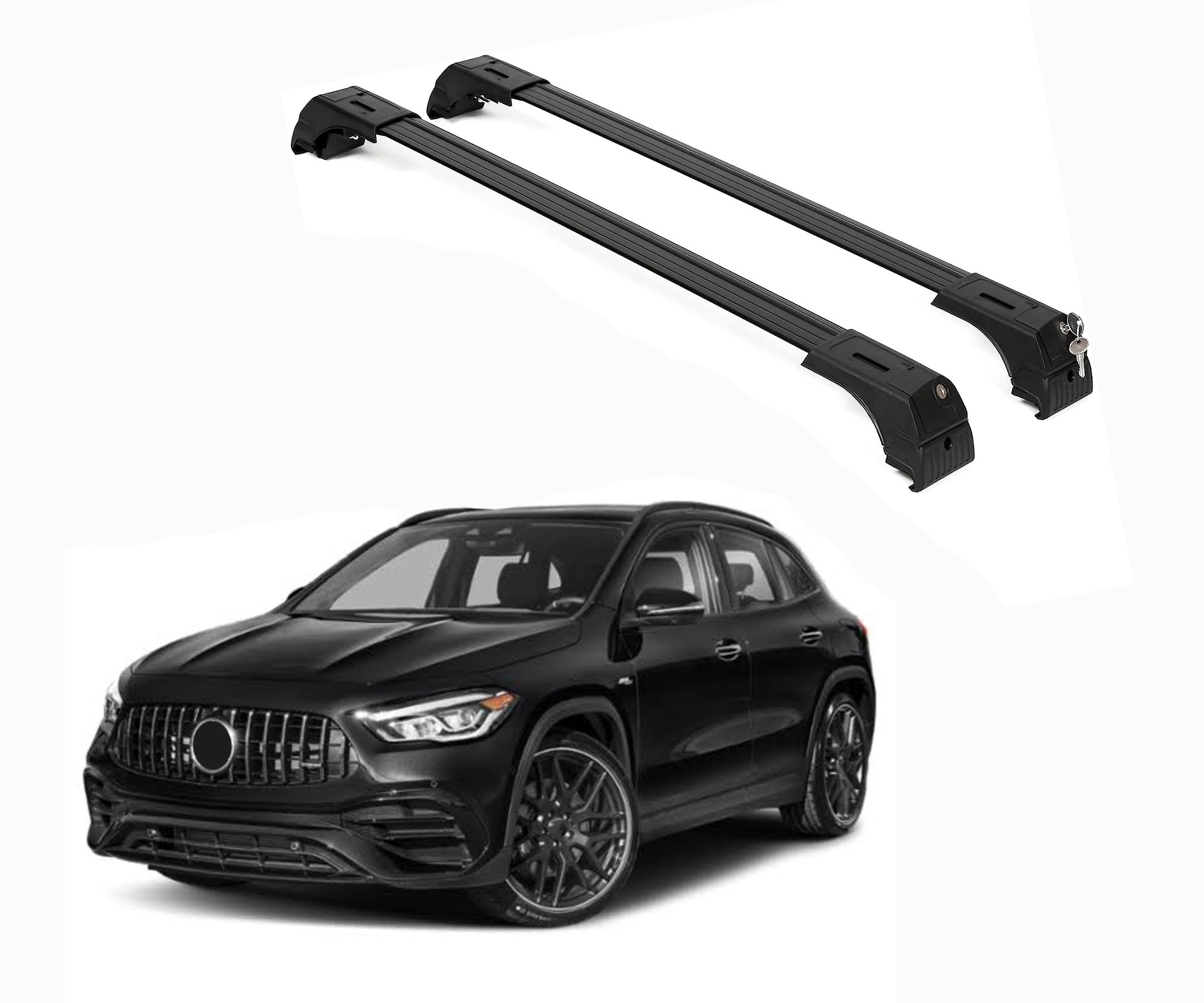 ERKUL Roofrack Crossbar Fit Mercedes Benz GLA 2021-2025 Fits Flush Rails Black