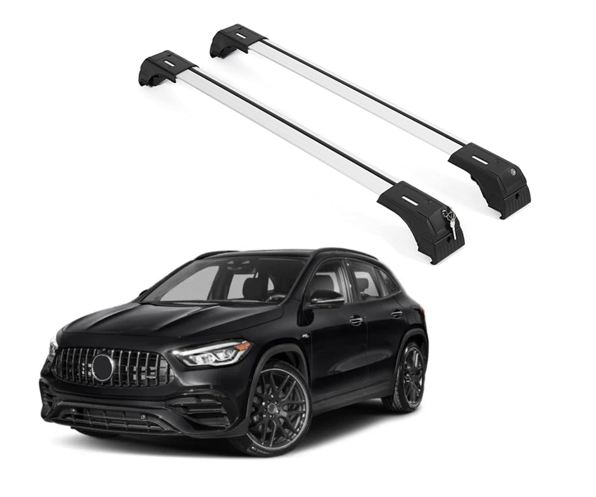 ERKUL Roofrack Crossbar Fit Mercedes Benz GLA 2021-2025 Fits Flush Rails Silver