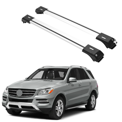 2 Piece Lockable Roof Rack Cross Bars Mercedes ML-Class W166 2012-2015 | Silver