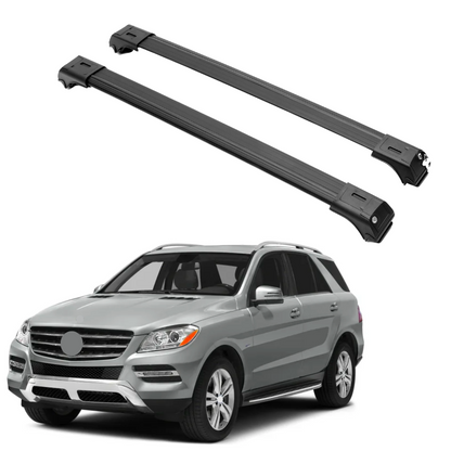 ERKUL Roof Rack Cross Bars for Mercedes Benz ML Class W166 2012-2015 For Raised Rails - Black