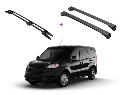 ERKUL Set of Roof Side Rails Rack + Cross Bars for Ram Promaster City 2015-2022 | Complete Roof Rack System for Bare Roofs | Rooftop Luggage Carrier Kayak Canoe Ski | Black