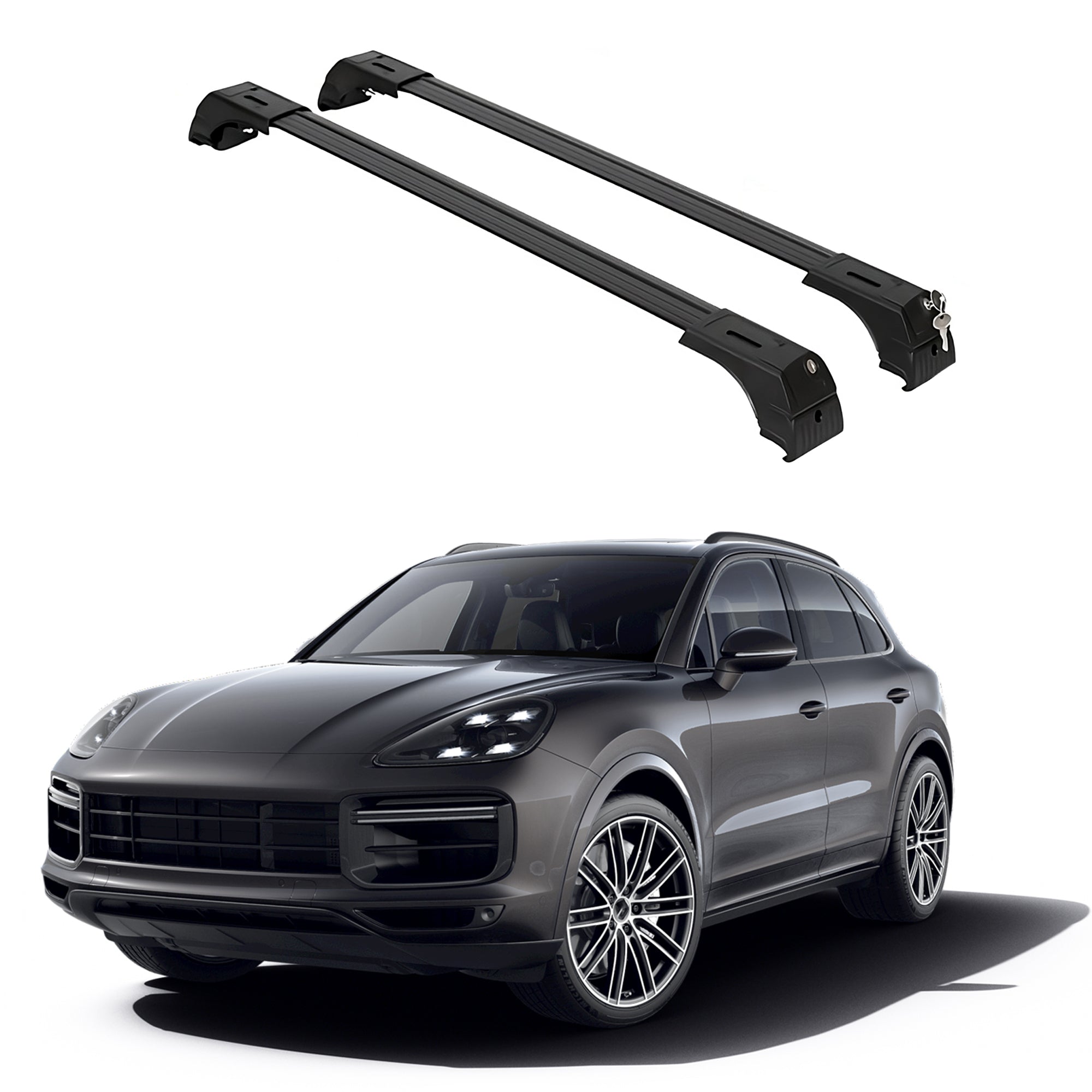 ERKUL Roof Rack Cross Bars Fits Porsche Cayenne 2019-25 Fits Flush Rails Black