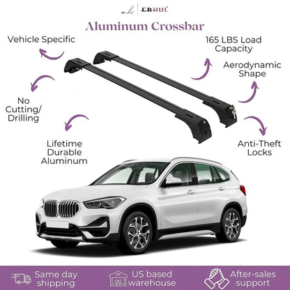 Erkul Roof Rack Cross Bars Fits BMW X1 2023-2025 Fits Flush Rails Black