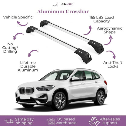Erkul Roof Rack Cross Bars Fits BMW X1 2023-2025 Fits Flush Rails Silver